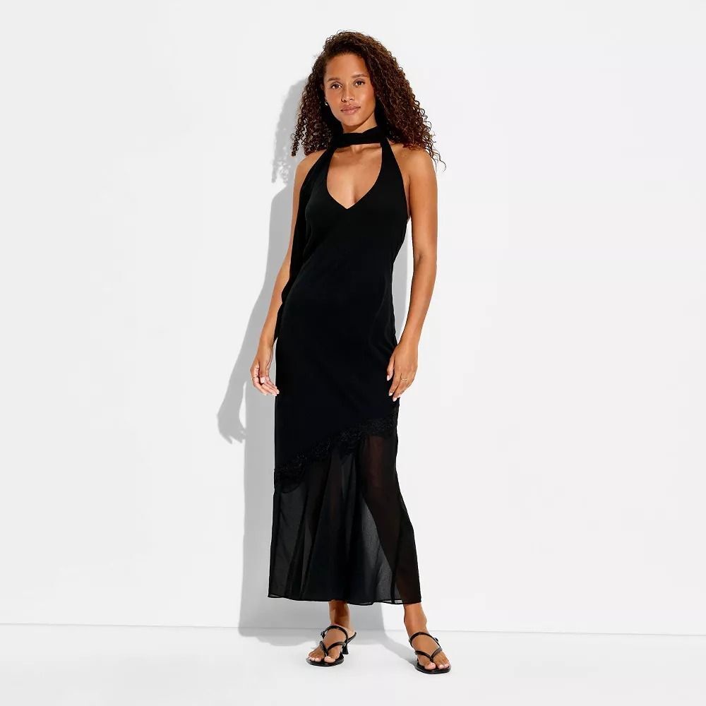 Women's Halter Scarf Maxi Dress - Wild Fable Black M